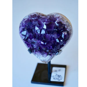 Extra Grade super dark Amethyst Heart on special stand