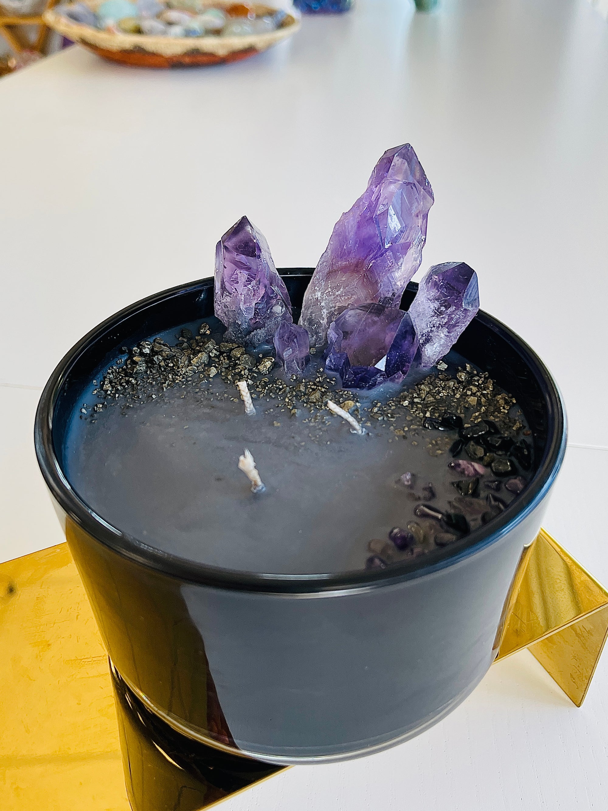 Amethyst Point Pyrite Candle  - #itrusttheprocess (only 1)
