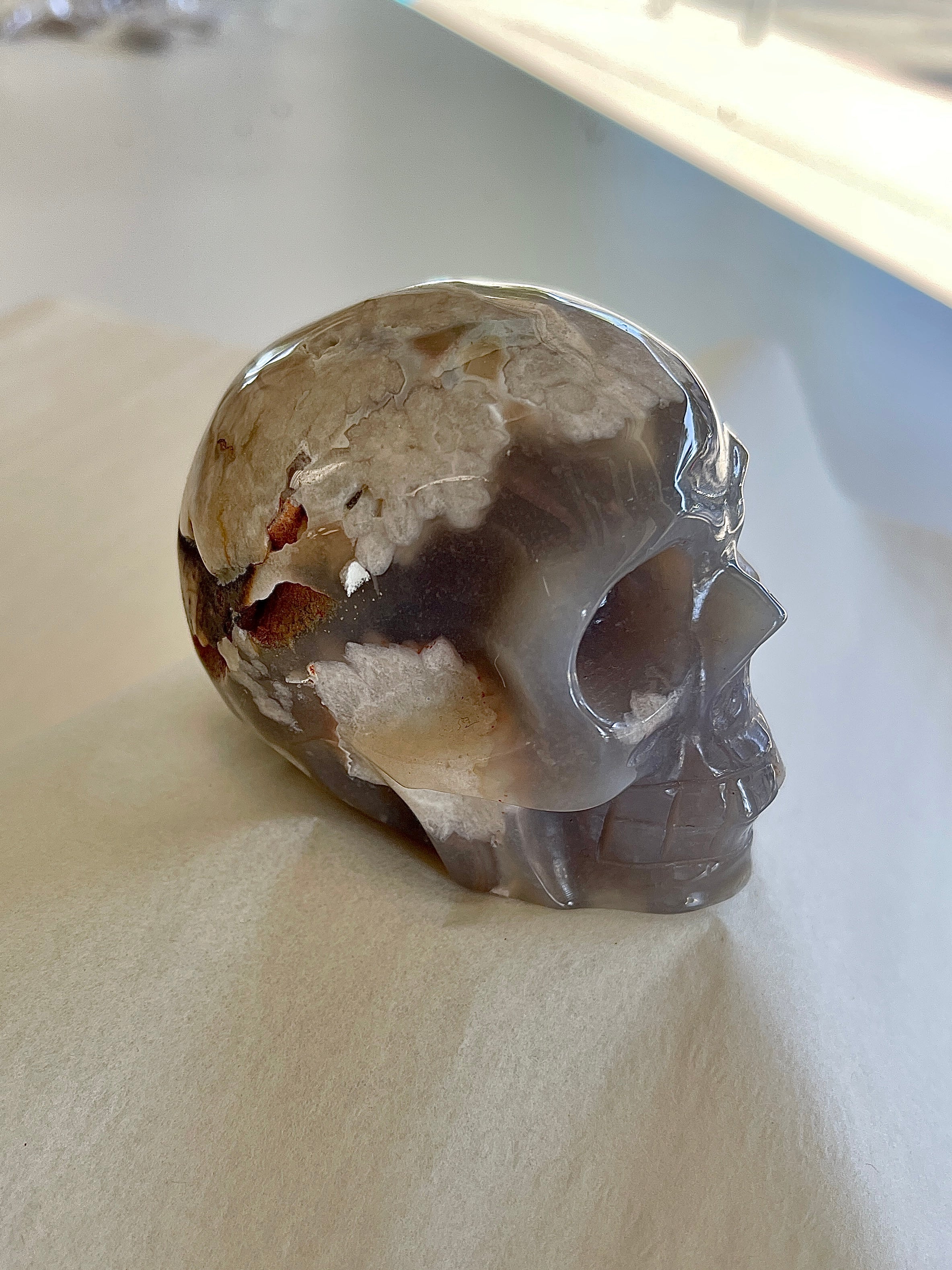 Beautiful Flower Agate Skull