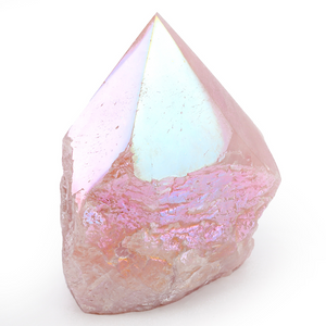 Angel Aura Coated Rose Quartz natural point self standing