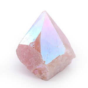 Angel Aura Coated Rose Quartz natural point self standing