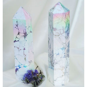 Rainbow Coated Howlite Tower