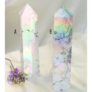 Rainbow Coated Howlite Tower