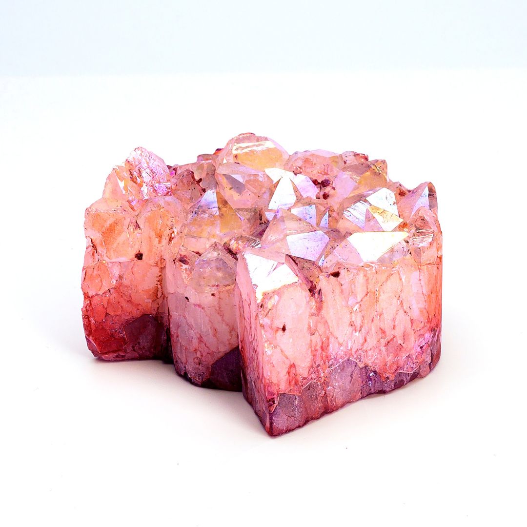 Pink Rainbow Aura Cat Head Crystal