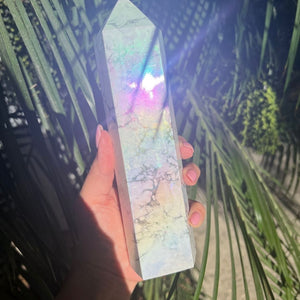 Rainbow Coated Howlite Tower