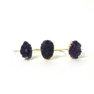 Three Large Amethyst Half Bangle