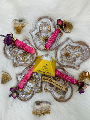 Talisman Hamsa Incense Dish with Gold