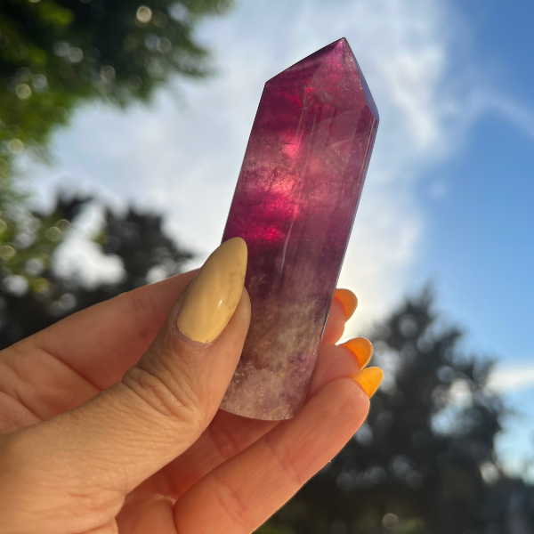 Purple Rainbow Fluorite Cylinder