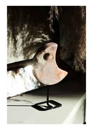 Pink Amethyst Moon on stand Super Extra Grade