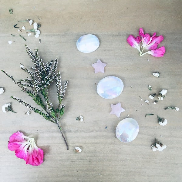 Angel Aura Selenite Palm Stone