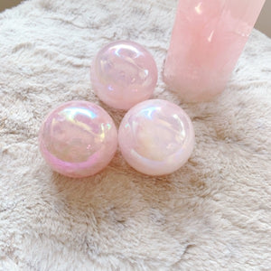 Rainbow Coated Rose Quartz Ball