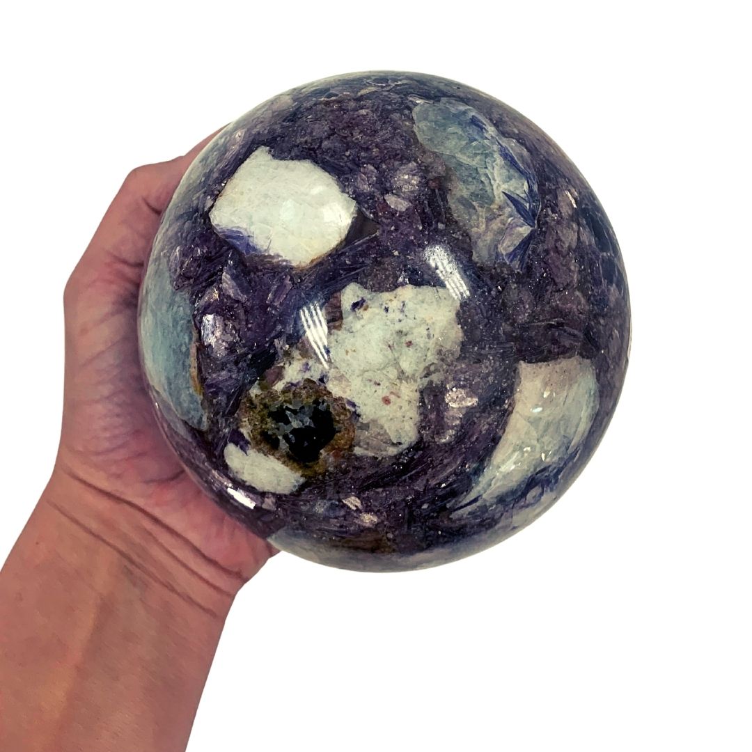 TOURMALINE Elbaite, LEPIDOLITE, QUARTZ Ball