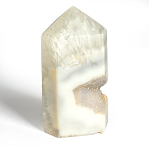 White Agate Tower with Druzy