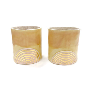 Tan Tumbler With Golden Accents