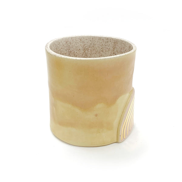Tan Tumbler With Golden Accents- Side