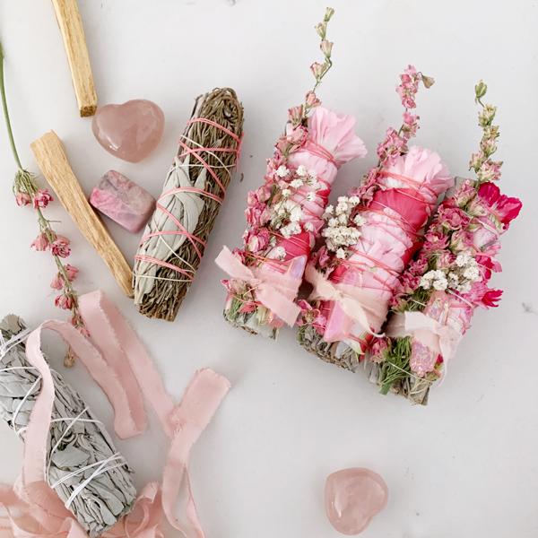 Floral Heart Chakra White Sage Bundles