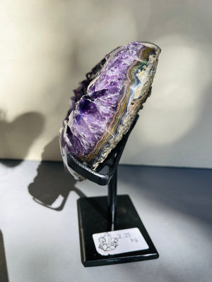 Extra Grade super dark Amethyst Heart on special stand