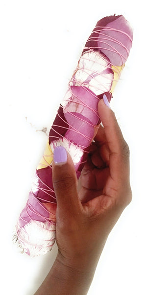 9 Inch Floral White Sage Smudge Stick
