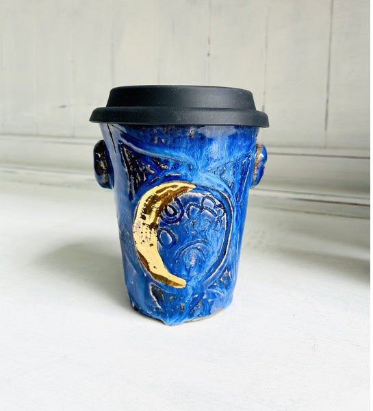 Crescent Moon Ceramic Holding Cup in Galaxy