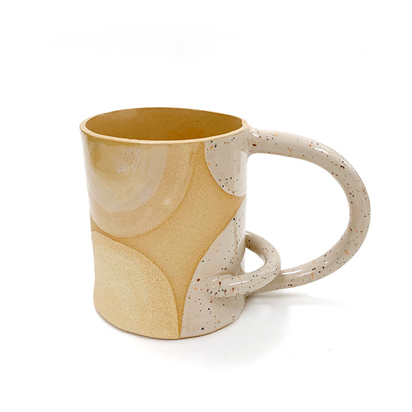 Artisan Ceramic Mug: Tan and Eggshell White