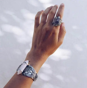 Golden Rose Quartz Cuff Modeled