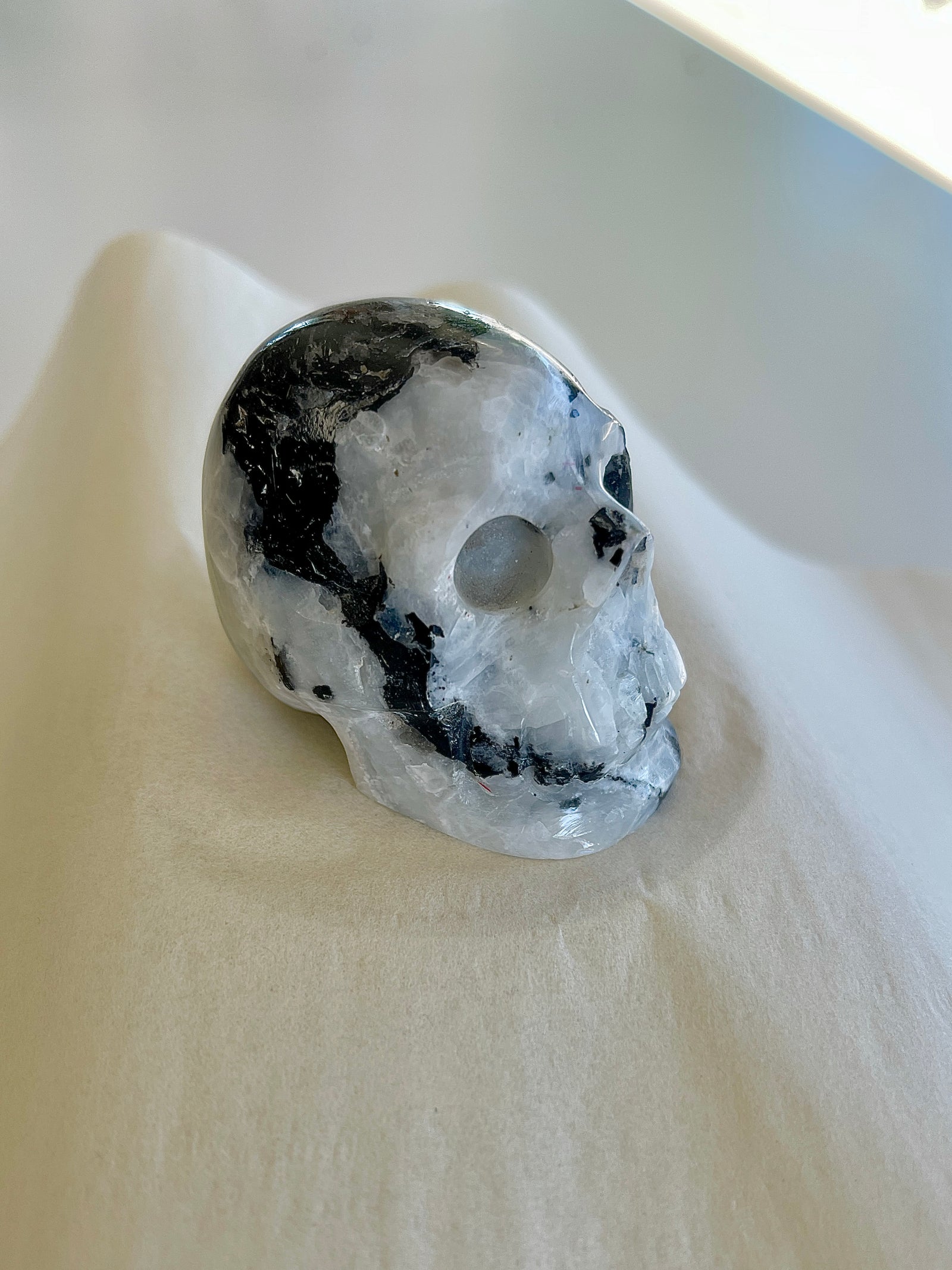 Black Tourmalined  Quartz Skull (no3)