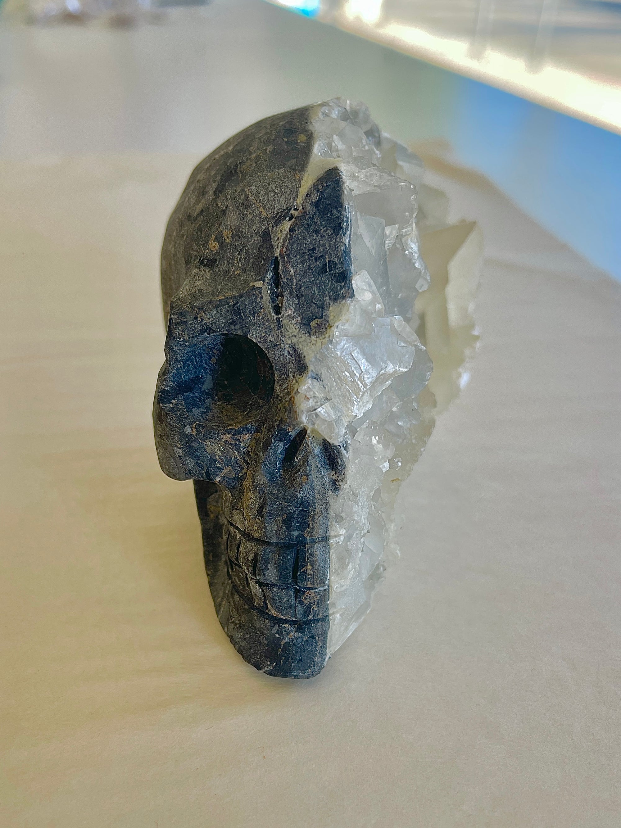 Super unique Clear Quartz Crystal Skull