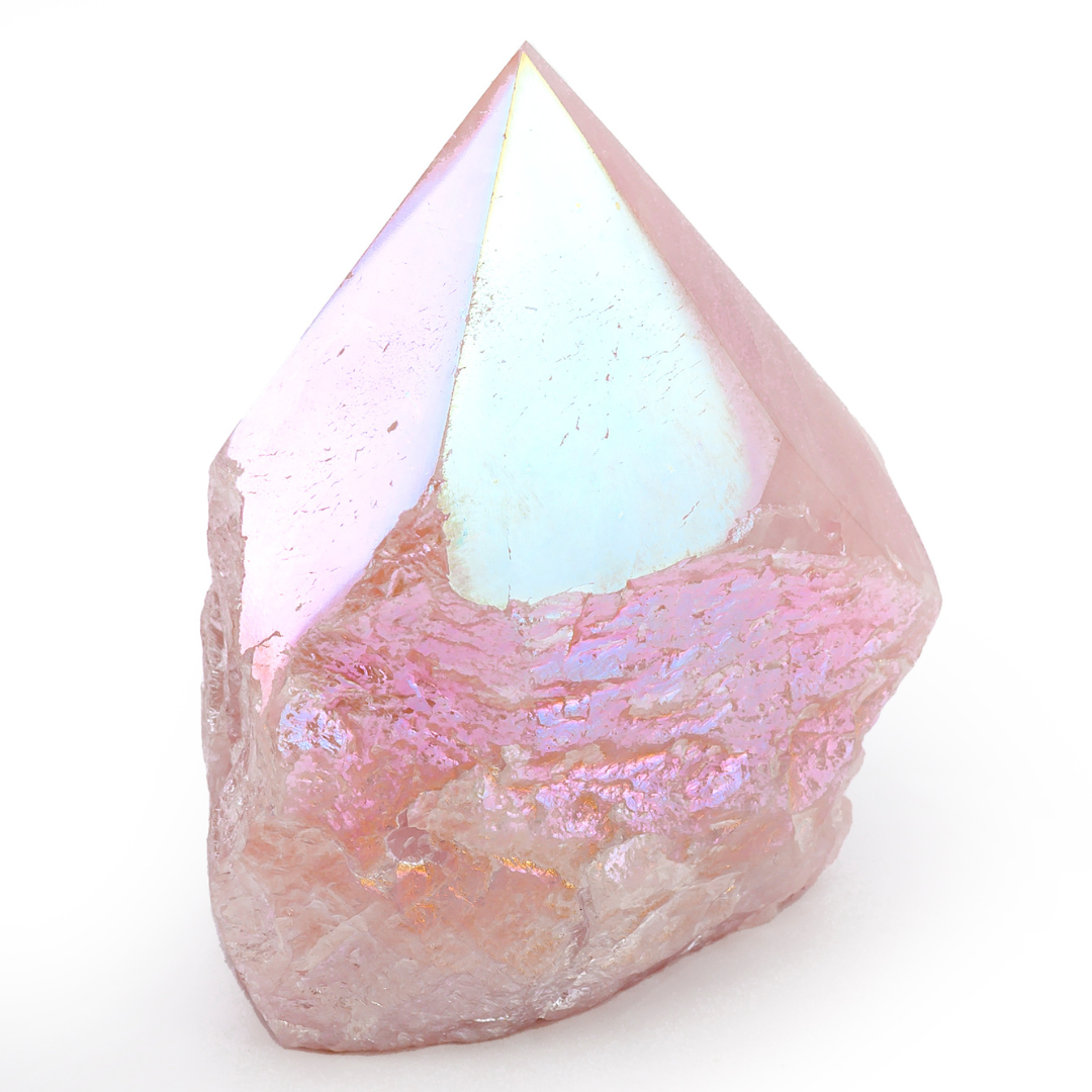 Tree Of Life Titanium Coated Rainbow Rock Quartz Chakra Crystal