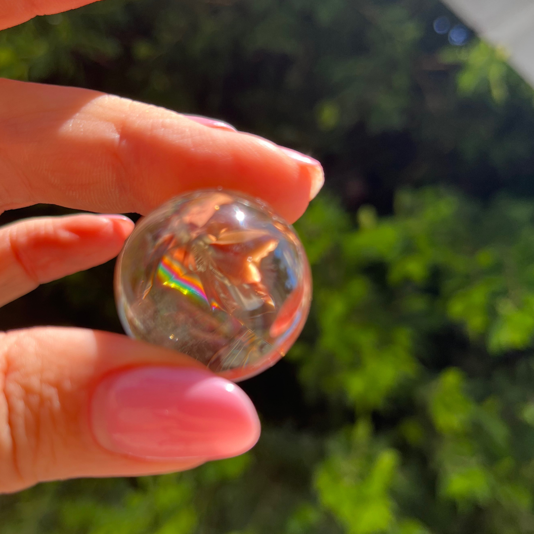 Smoky Quartz Mini Sphere with Rainbow