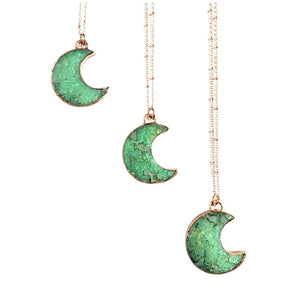 Apple Green Chrysoprase Crescent Moon Necklace