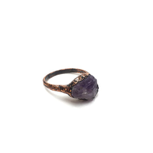 Amethyst Ring With Copper Band
