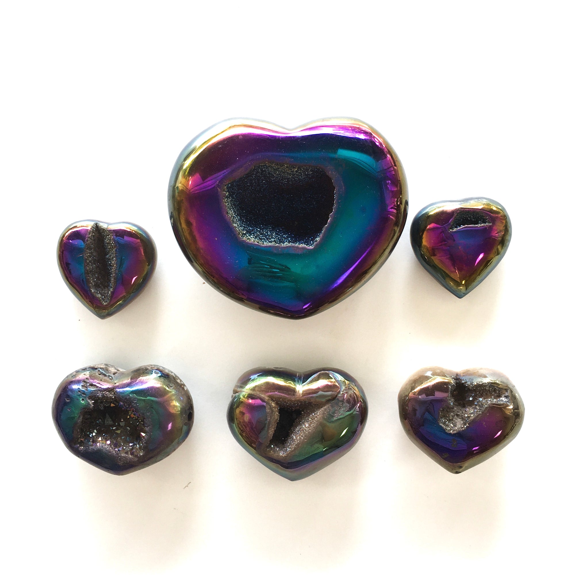 Rainbow-Coated Druzy Crystal Heart