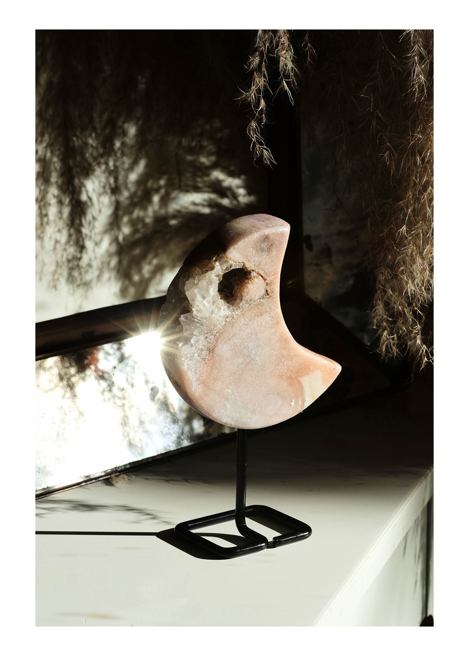 Pink Amethyst Moon on stand Super Extra Grade