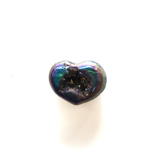 Rainbow-Coated Druzy Crystal Heart