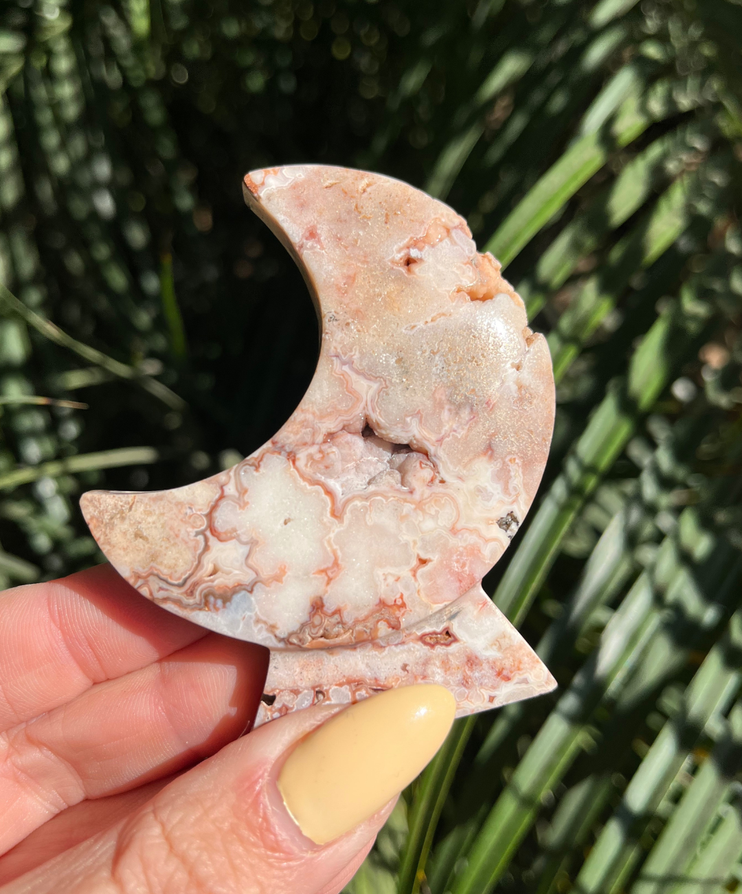 Crazy Lace Agate Moon with Druzy