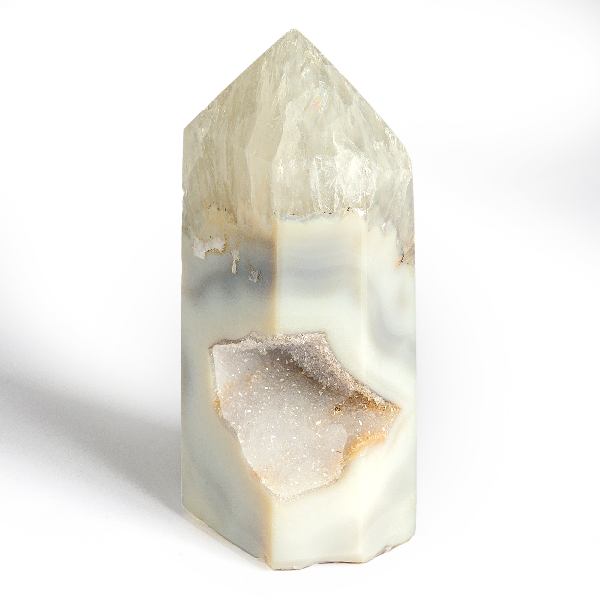 White Agate Tower with Druzy