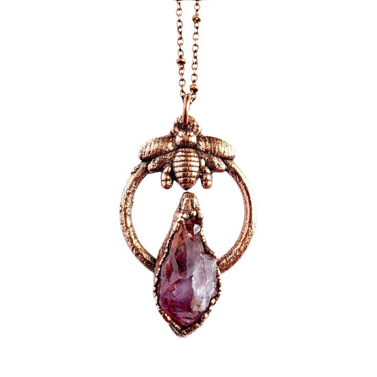 Citrine or Amethyst Point & Bee Necklace