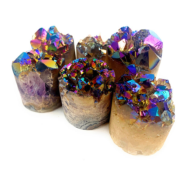Rainbow Aura Coated Amethyst Druzy Cylinder