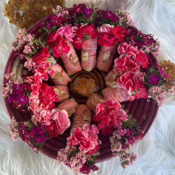 Citrine Pink Botanical Smudge Stick