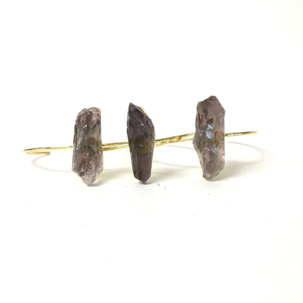 Clear Quartz Semi Circle Gold Bracelet