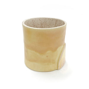 Tan Tumbler With Golden Accents- Side
