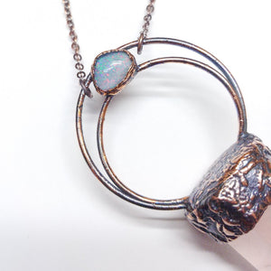 rose quartz necklace with opal