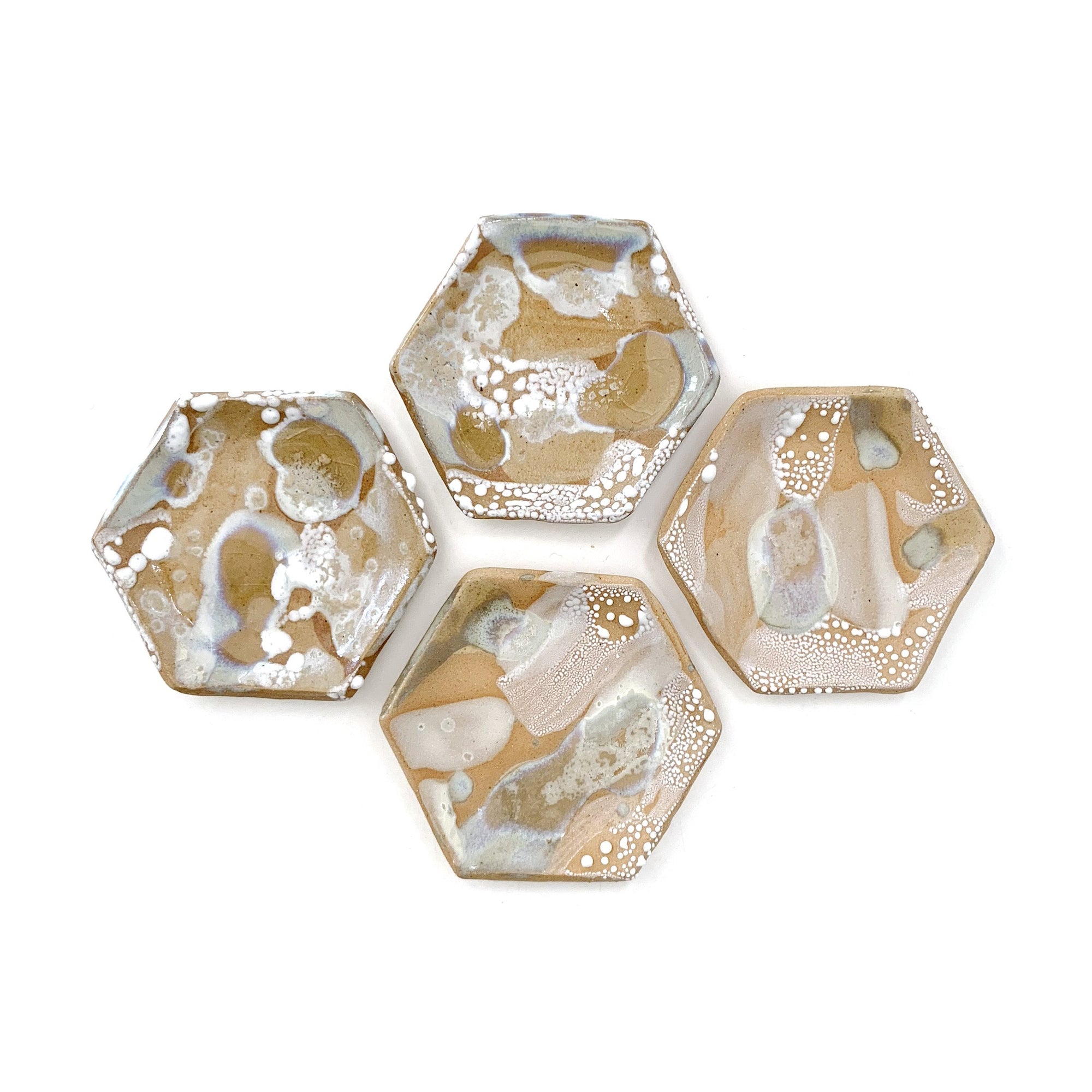 Golden and White Hexagonal Ring Dish