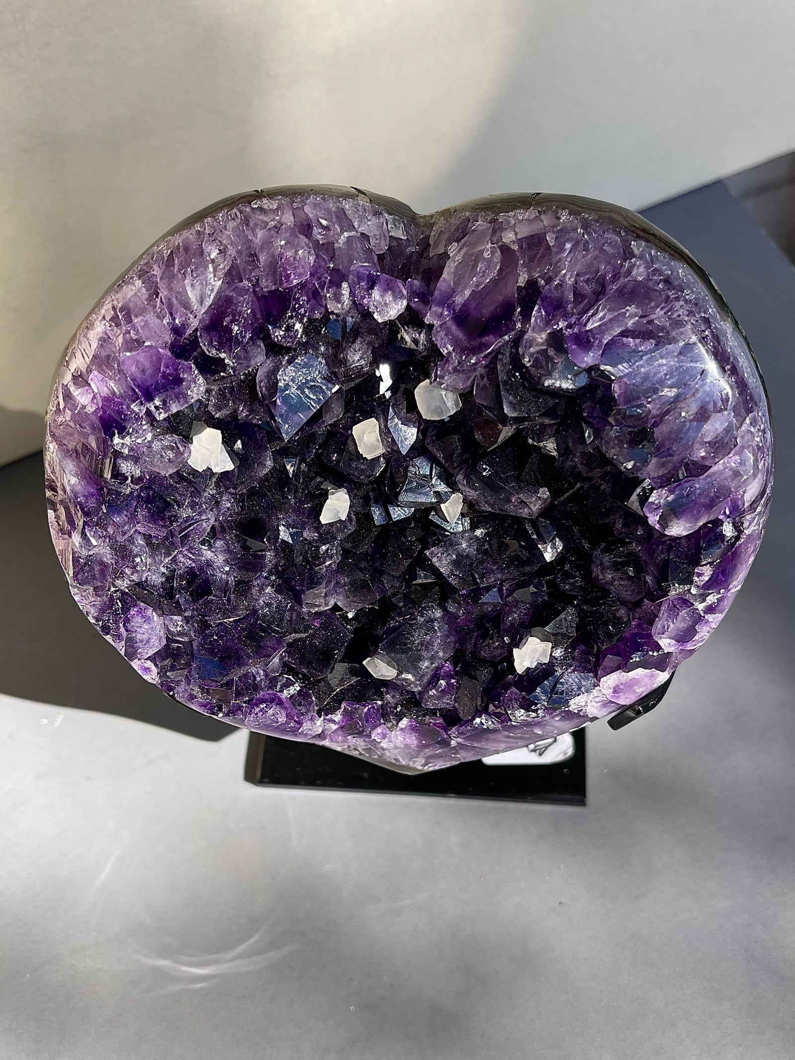 Extra Grade super dark Amethyst Heart on special stand