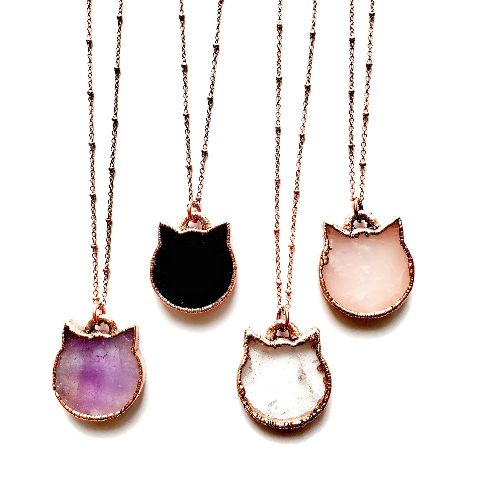 Cat Crystal and Copper Necklace