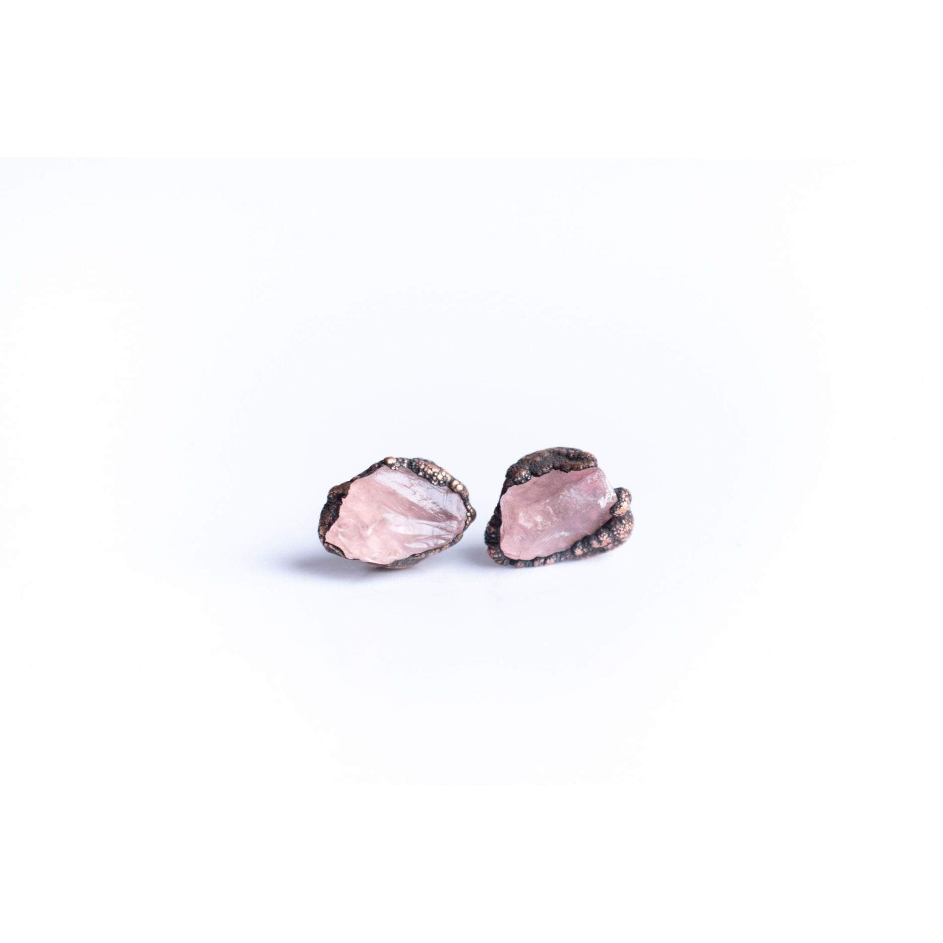 Rose Quartz Silver Post Earrings