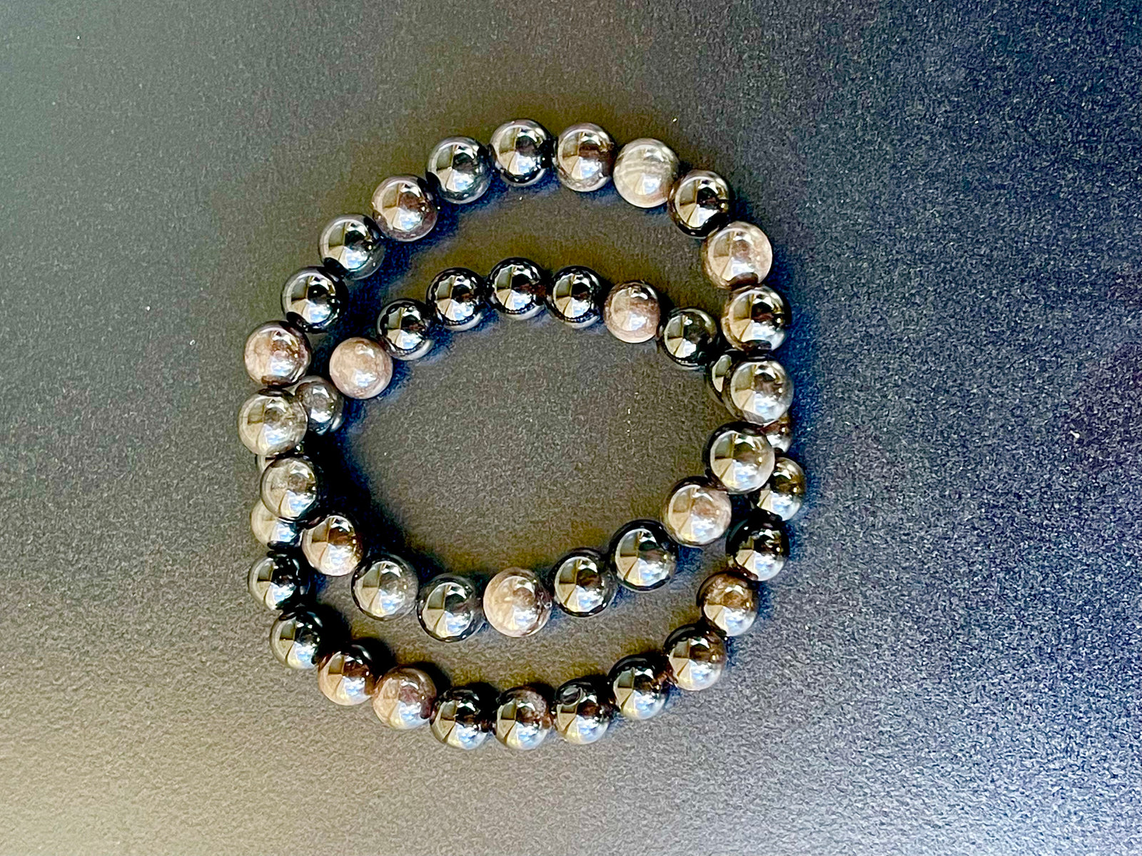 Black Grey Obsidian  Bracelet