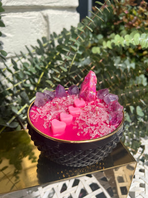 Angel Aura Clear Quartz and Amethyst Candle #ilistentomyinnervoice (no only 1)
