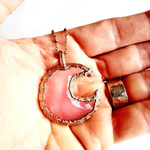 rose quartz moon necklace