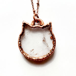 clear quartz cat necklace